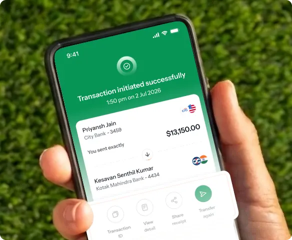 Xpat Mobile App Showing a Successful Money Transfer and Provider Comparison for Sending Money to India.