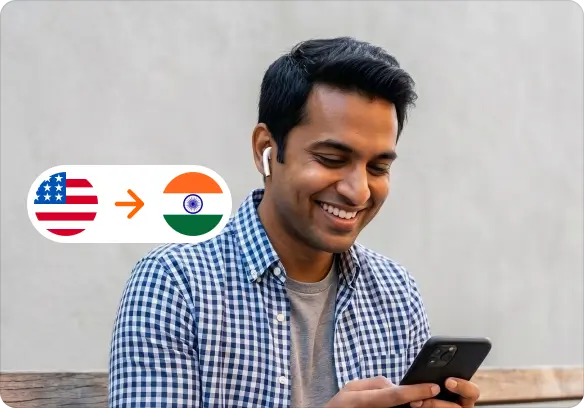 Person Using Xpat to Send Money from the USA to India Quickly and Securely